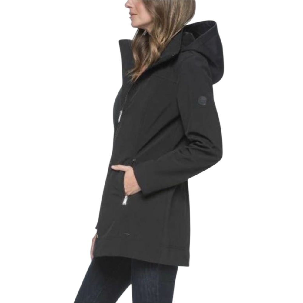 ANDREW MARC Waterproof Softshell Zip Front Trench Coat in Classic Black Size S - Picture 2 of 12